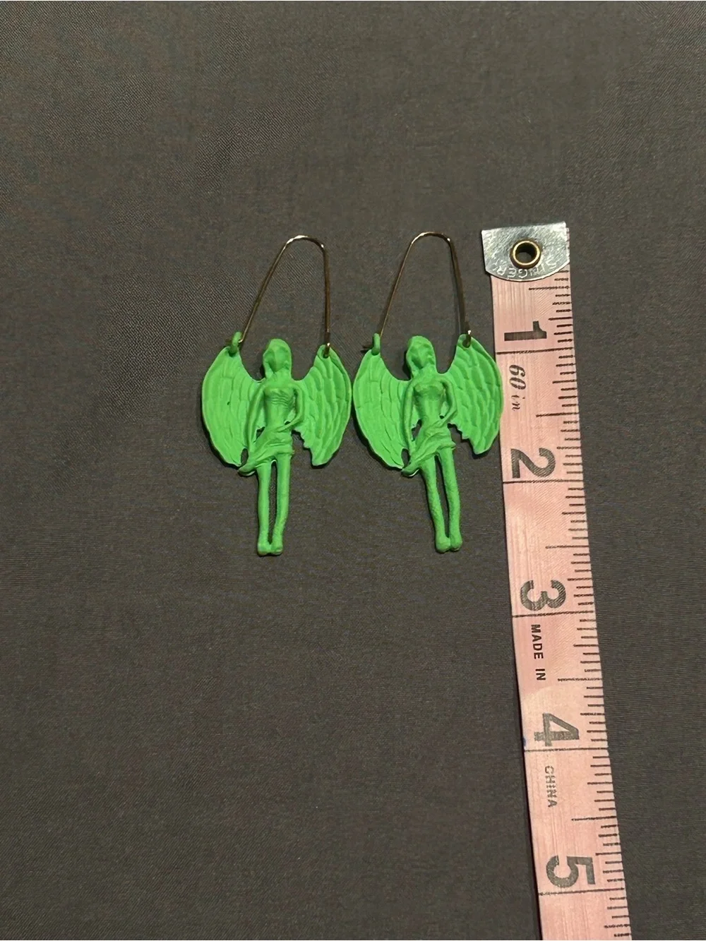 SHEIN Neon Green Angel Earrings